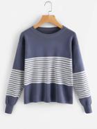 Romwe Contrast Striped Sweater