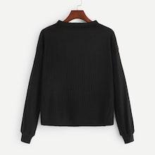 Romwe Drop Shoulder Ribbed Tee