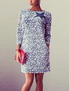 Romwe Long Sleeve Stars Print Sheath Dress