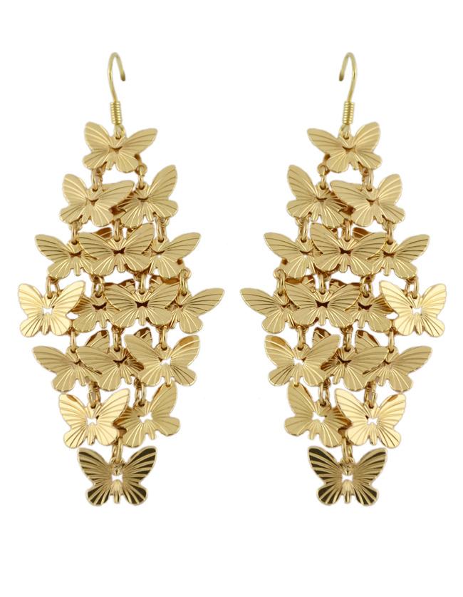 Romwe Gold Butterfly Drop Earring