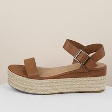 Romwe One Band Jute Trimmed Buckle Flatform Sandals