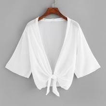 Romwe Plus Knot Front Drop Shoulder Blouse