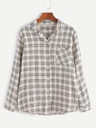 Romwe Plaid Pocket Front Button Shirt