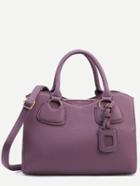 Romwe Purple Pebbled Faux Leather Satchel Bag