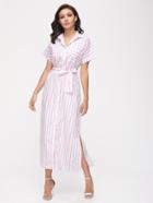 Romwe Stripe Split Side Belt Shirt Dress With Chest Pocket
