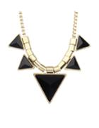 Romwe Black Stone Triangle Pendant Necklace