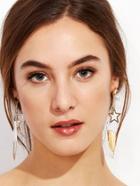 Romwe Gold Plated Star Feather Drop Earrings