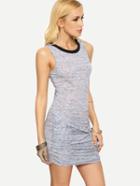 Romwe Grey Sleeveless Knot Bodycon Dress