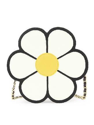 Romwe White Flower Shaped Chain Pu Bag