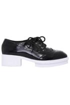 Romwe Retro Floral Hollow Black Shoes