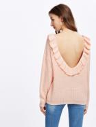 Romwe Frill Trim Scoop Back Jumper