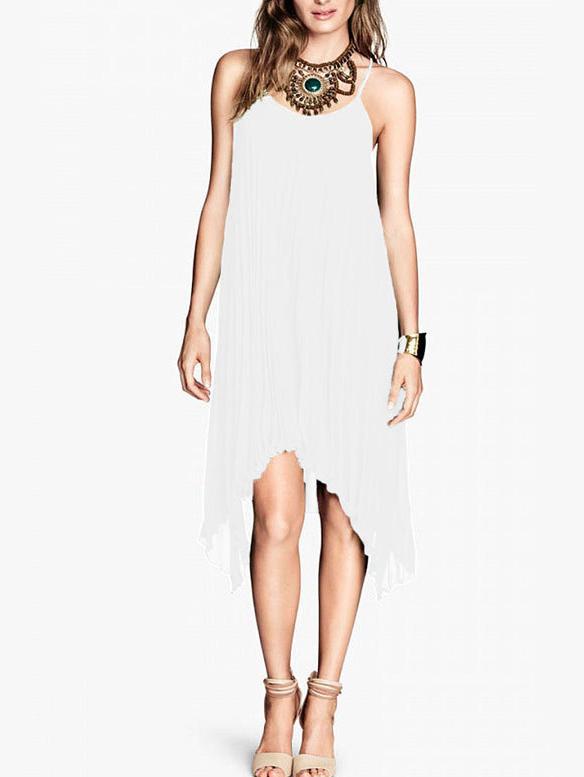 Romwe Pleated Asymmetric Chiffon Dress