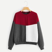 Romwe Drop Shoulder Cut And Sew Pullover
