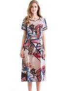 Romwe Abstract Watercolor Painting Print Dress