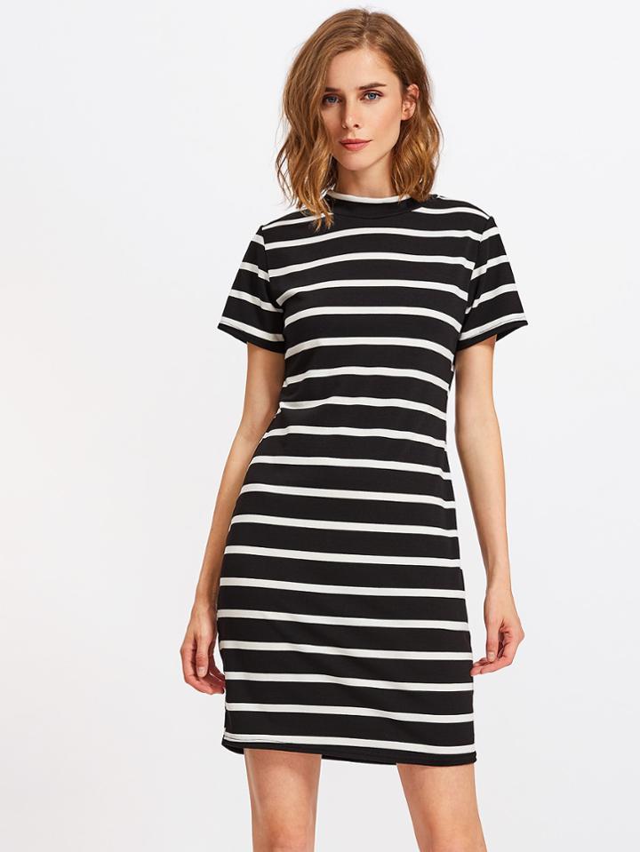 Romwe Striped Tee Dress