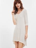 Romwe White Round Neck High Low Dress