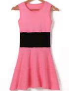 Romwe Sleeveless Color-block Knit Dress