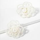 Romwe Hollow Faux Pearl Flower Stud Earrings