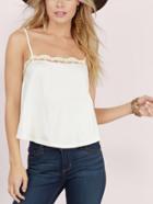 Romwe White Lace Trim Cami Top