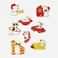 Romwe Cartoon Cat Brooch Set 8pcs
