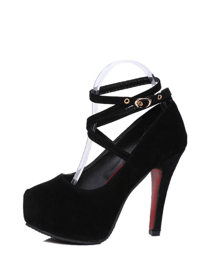 Romwe Platform Stiletto Suede Pumps