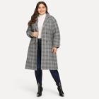 Romwe Plus Plaid Double Button Coat