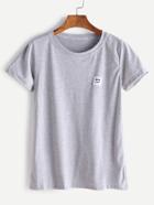 Romwe Grey Emoji Patch T-shirt