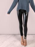 Romwe Crop Coated Leggings