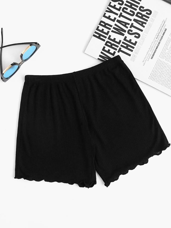 Romwe Lettuce Edge Trim Legging Shorts