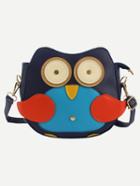 Romwe Faux Leather Lovely Penguin Shoulder Bag - Blue