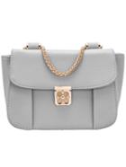 Romwe Grey Chain Cross Buckle Pu Shoulder Bag