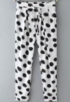 Romwe Drawstring Speckled Print White Pant