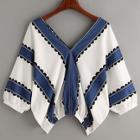 Romwe Random Print Contrast Print Double V Blouse