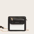 Romwe Two Tone Chain Crossbody Bag