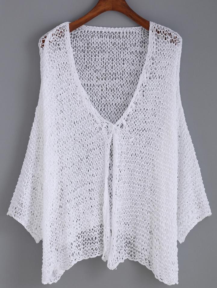 Romwe V Neck Hollow White Top