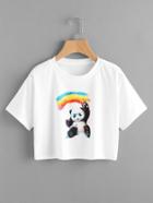 Romwe Rainbow Panda Print Tee