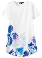 Romwe Short Sleeve Flower Print Shift Dress