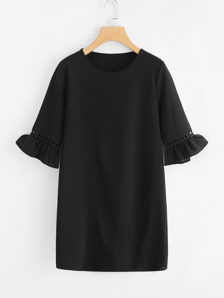 Romwe Fluted Sleeve Cut Out Top