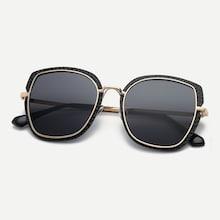 Romwe Guys Double Frame Flat Lens Sunglasses
