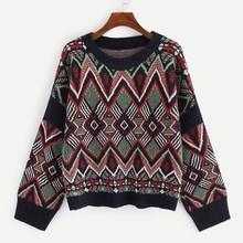 Romwe Geometric Print Jumper