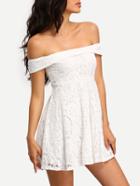 Romwe Off-the-shoulder A-line Lace Dress