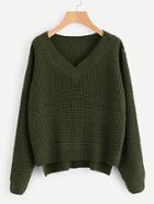 Romwe Stepped Hem Textured Jumper