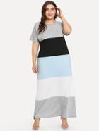 Romwe Cut And Sew Color Block Dress