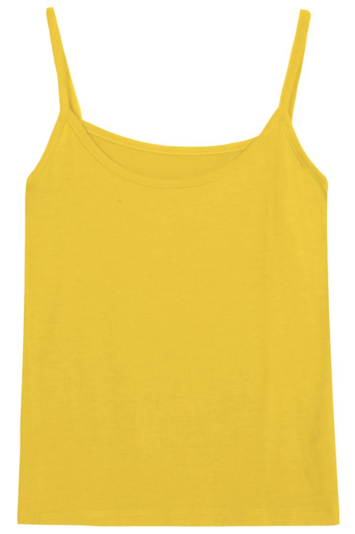 Romwe Yellow Spaghetti Strap Slim Vest