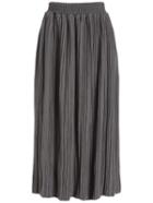 Romwe Elastic Waist Pleated Grey Skirt