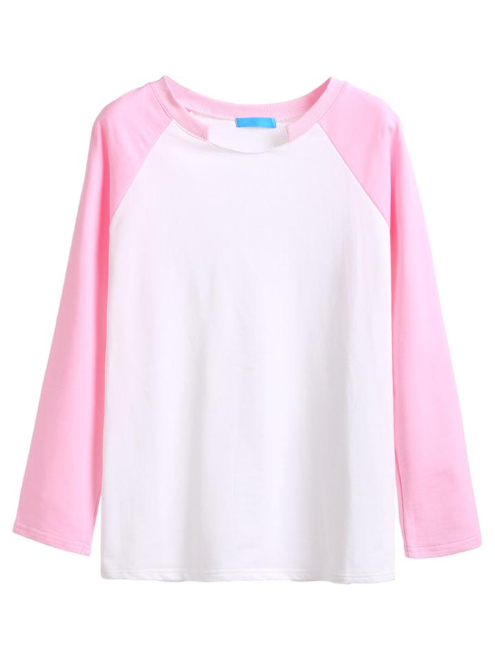 Romwe Contrast Raglan Sleeve T-shirt