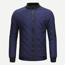 Romwe Men Quilted Solid Outerwear