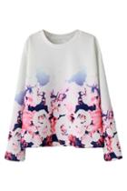 Romwe Floral Print Fading Color Sweatshirt