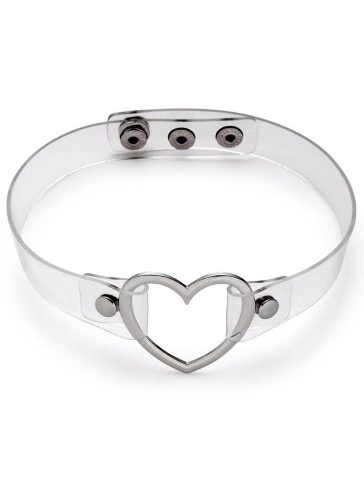 Romwe Transparent Alloy Heart Pu Necklace