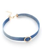 Romwe Ring Front Denim Choker